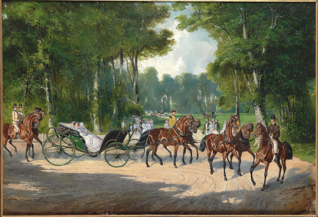 Imperatrice Elisabetta in una carrozza nel Prater di Vienna, ca 1860 da Unbekannt