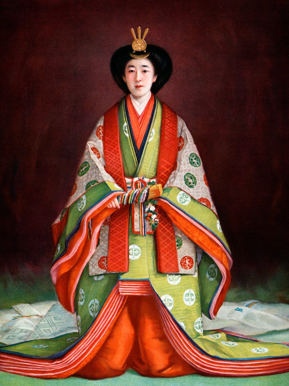 Imperatrice Nagako del Giappone nei suoi abiti di incoronazione, c1924 da Unbekannt