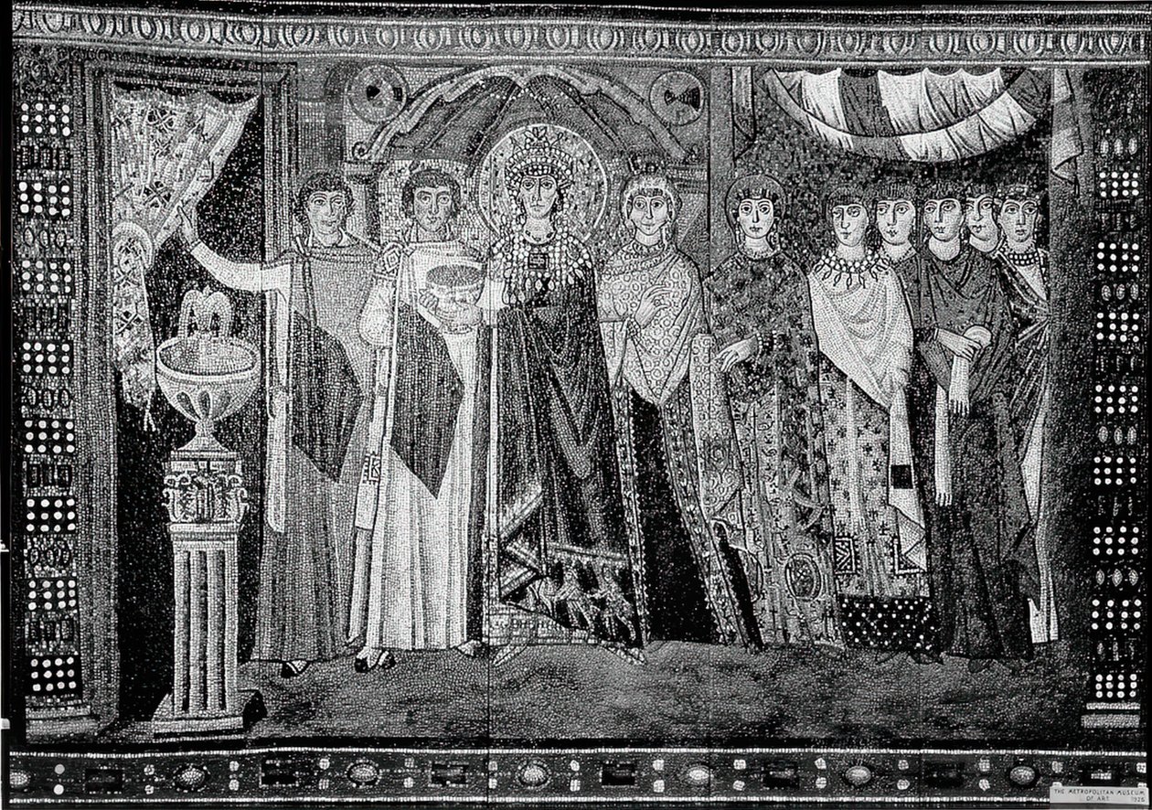 Imperatrice Teodora e Membri della Sua Corte, Bizantino, primi del XX secolo (originale datato VI secolo) da Unbekannt