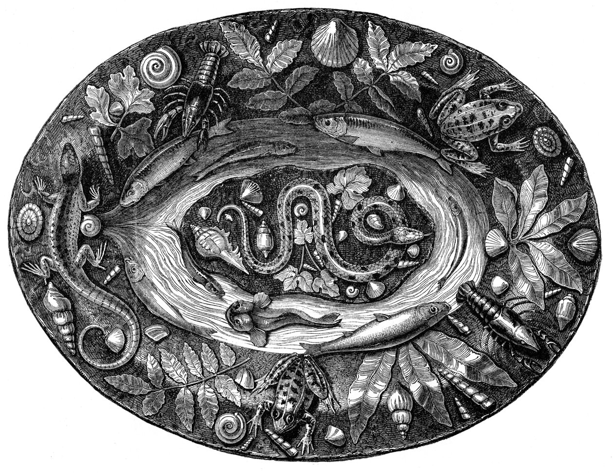 Piatto smaltato di Bernard Palissy, XVI secolo, 1870 da Unbekannt