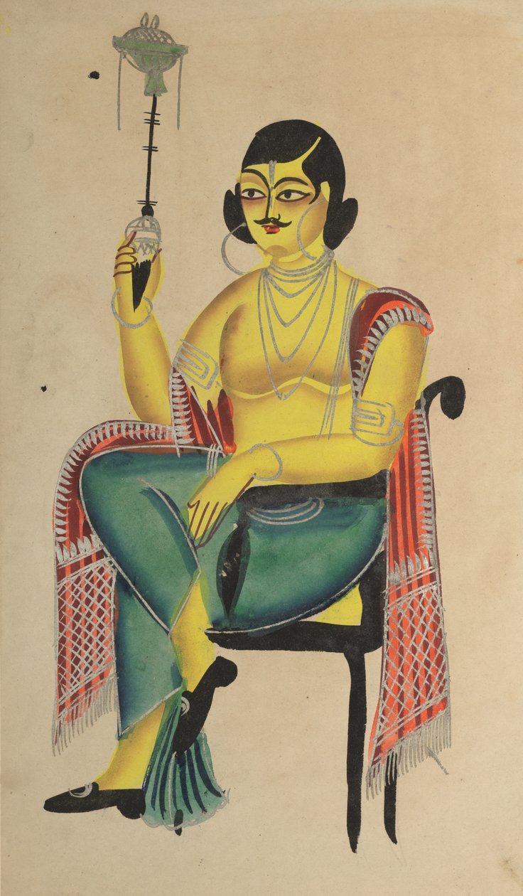 Babu inglese, impiegato indiano nativo con un narghilè, 1800s da Unbekannt