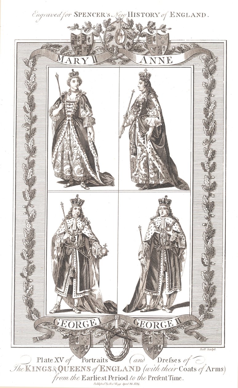 Re e regine inglesi con stemmi, 1780-1800 da Unbekannt
