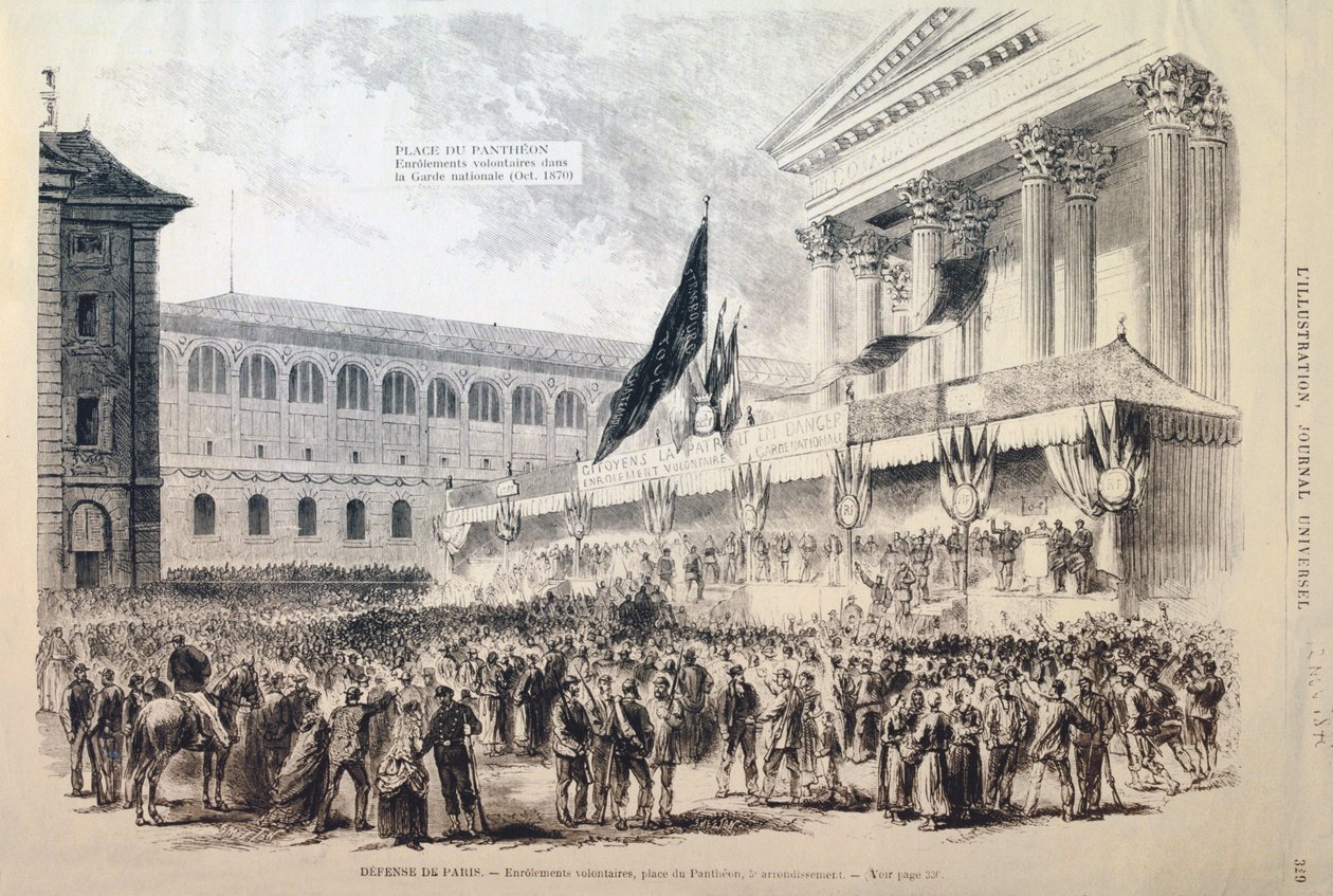 Arruolamento di volontari nella Guardia Nazionale, Place du Pantheon, Parigi, 1870-1871 da Unbekannt