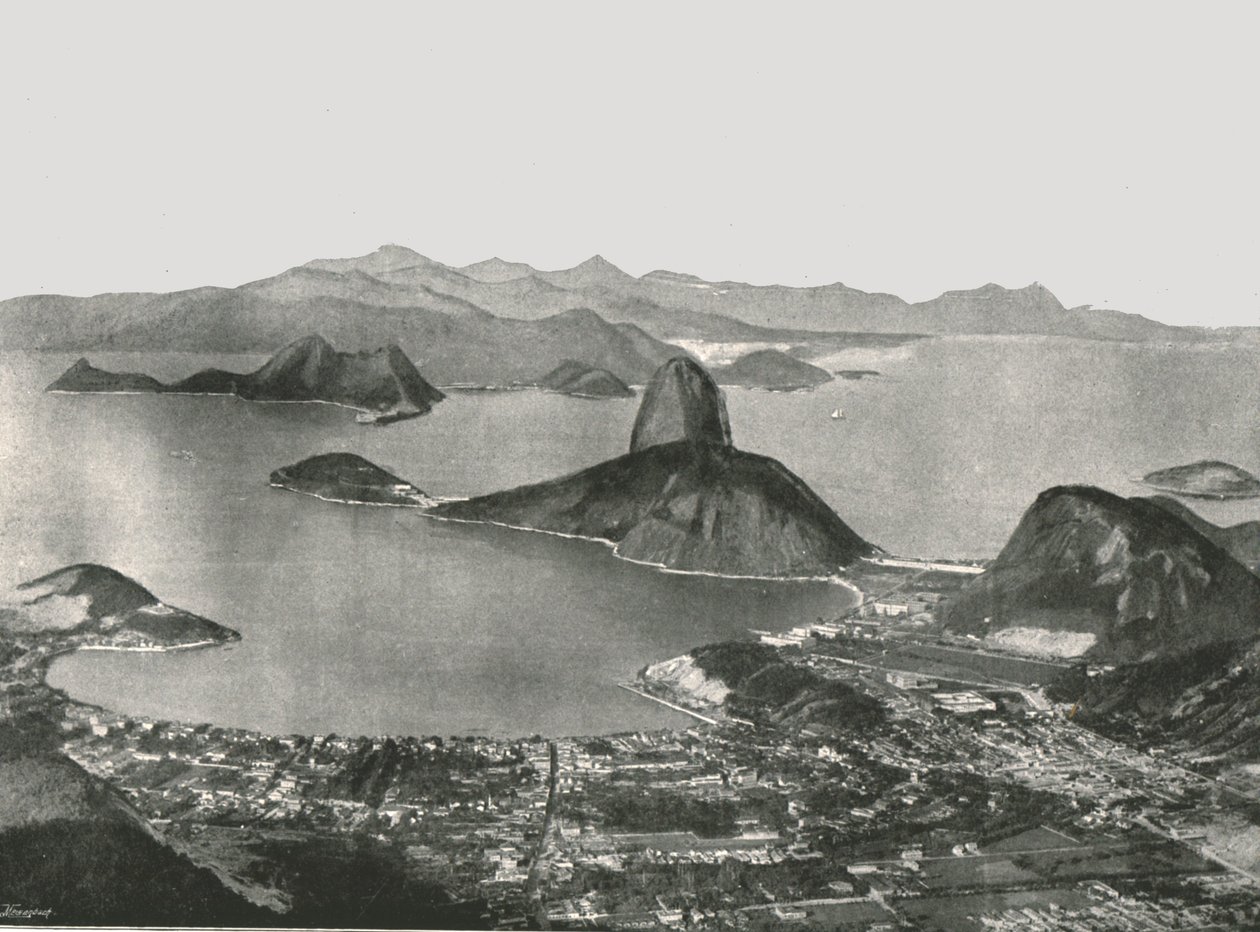 Ingresso alla baia dalla cima del Corcovado, Rio de Janeiro, Brasile, 1895 da Unbekannt