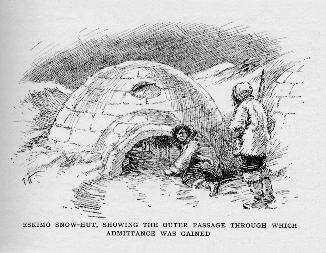 Igloo eschimese, mostrando il passaggio esterno attraverso il quale si accedeva, c1927, 1928 da Unbekannt