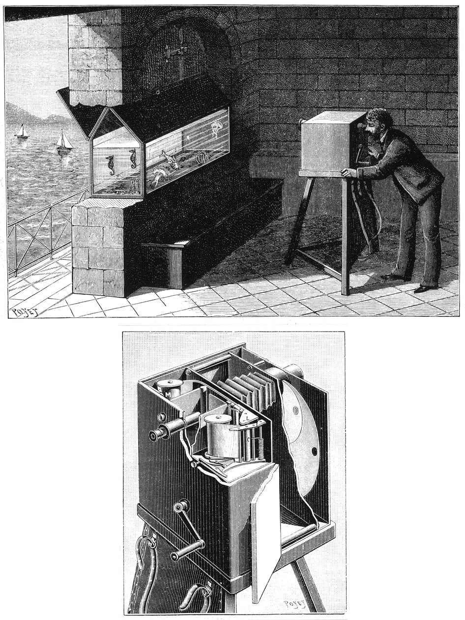 Etienne Jules Marey 1830-1903, con cinepresa, 1903 da Unbekannt