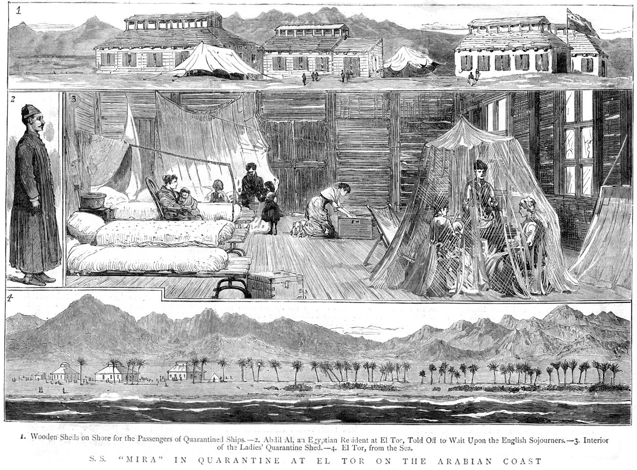 Europei in un campo di quarantena per vaiolo a El Tor, Nord Africa, 1884 da Unbekannt