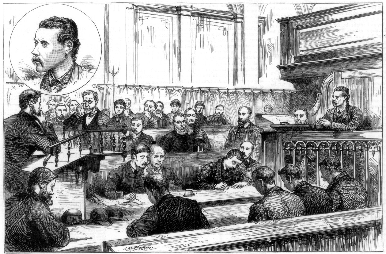Esame di John F Egan al tribunale di polizia di Birmingham, il complotto della dinamite, 1884 da Unbekannt