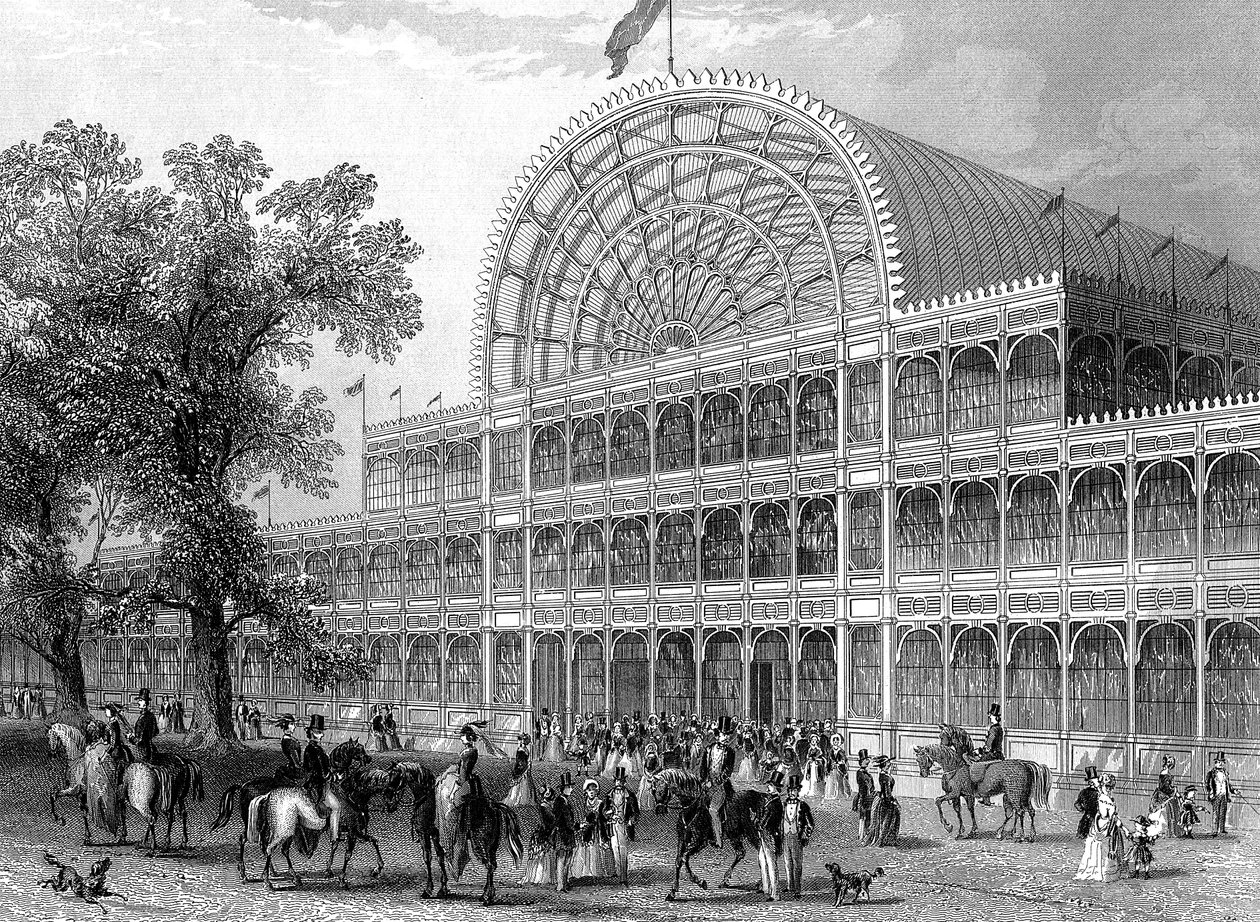 Esterno del transetto nord del Crystal Palace, Londra, costruito per la Grande Esposizione da Unbekannt