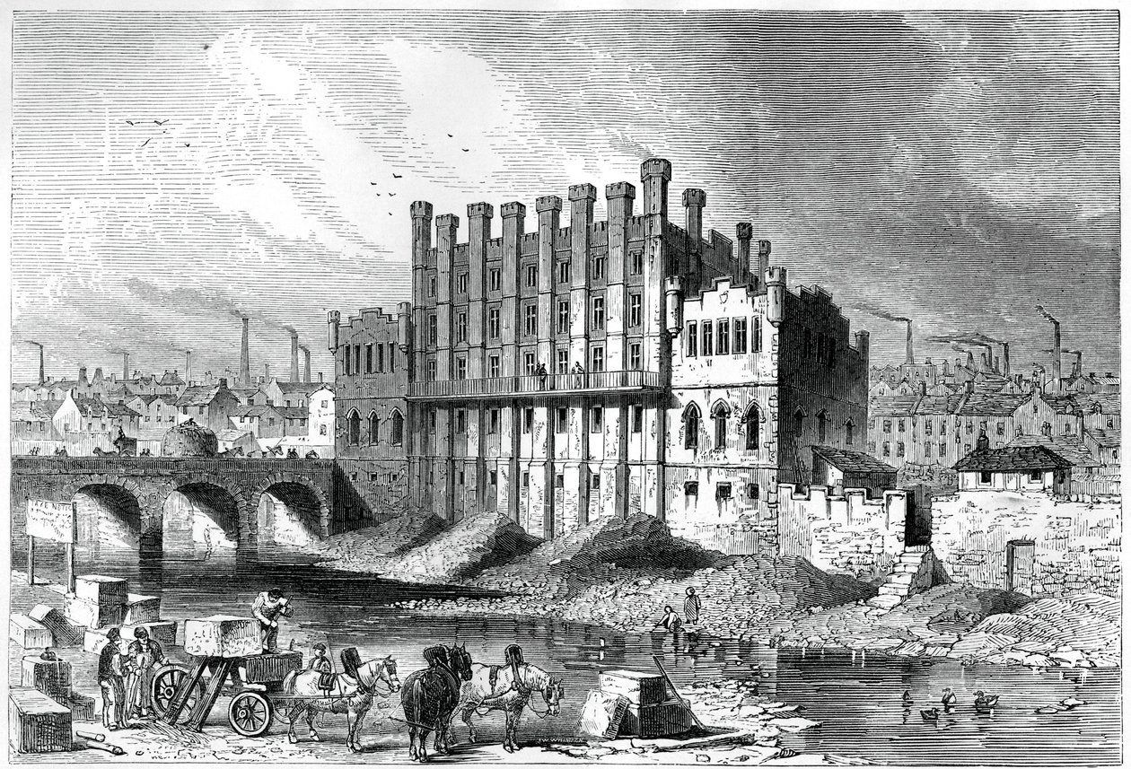 Vista esterna del mulino di Castle a Sheffield, 1886 da Unbekannt