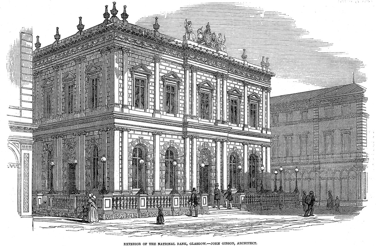 Vista esterna della Banca Nazionale, Glasgow, Scozia da Unbekannt