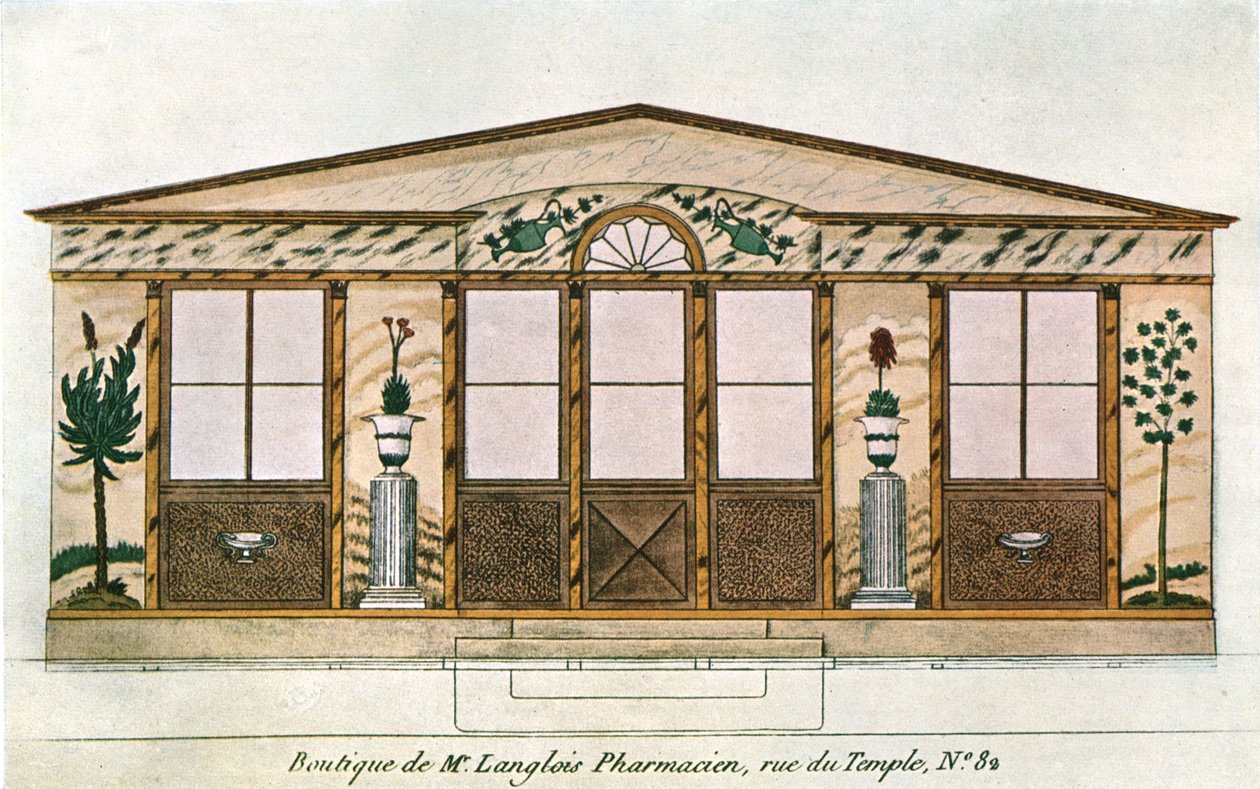 Dipinto della facciata della Farmacia Langlois, Parigi, Francia, 1928 da Unbekannt