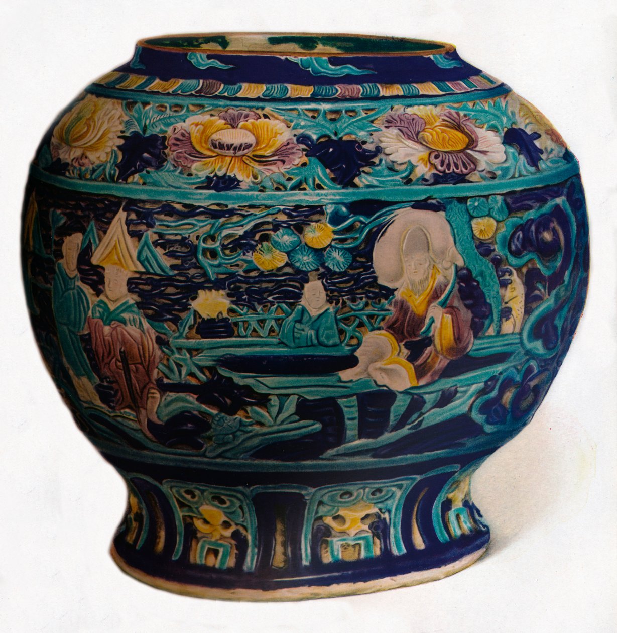 Vaso Fahua con disegno traforato che mostra gli Otto Immortali Daoisti da Unbekannt