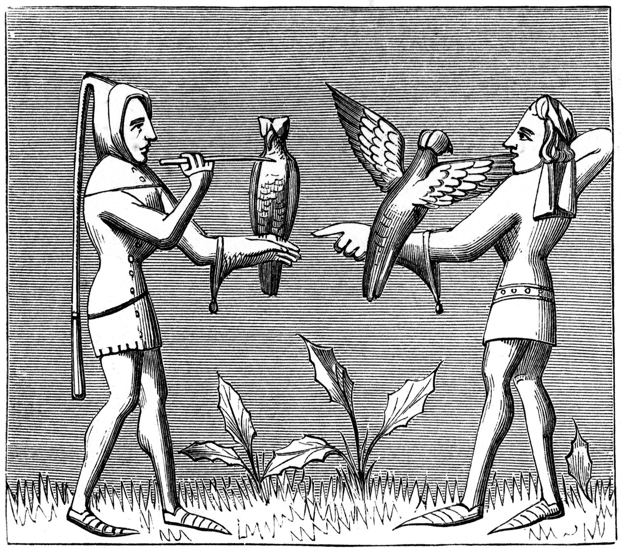 Falconieri che vestono i loro uccelli, XIV secolo da Unbekannt