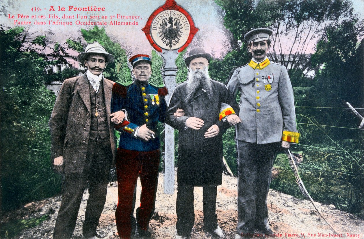 Padre e i suoi figli al confine franco-tedesco, XX secolo da Unbekannt