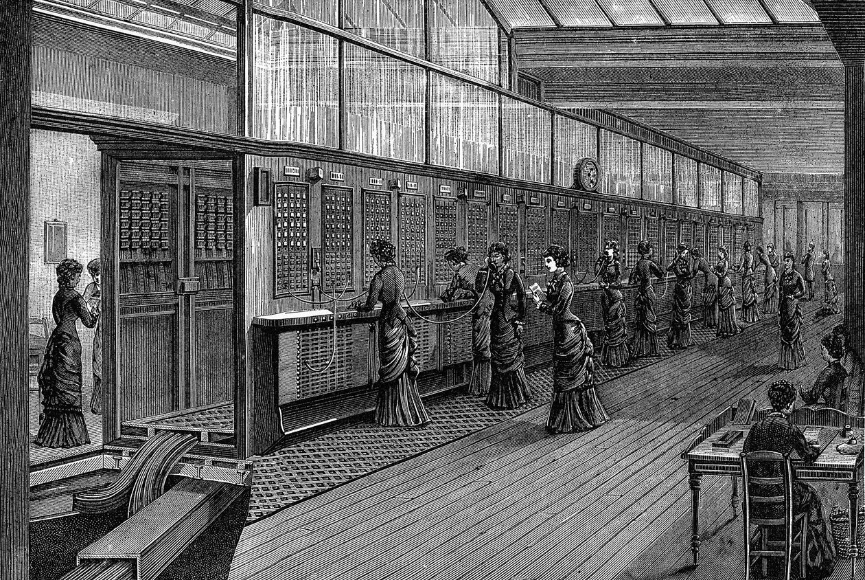 Centraliniste al Central Telephone Exchange, Parigi, 1890 da Unbekannt
