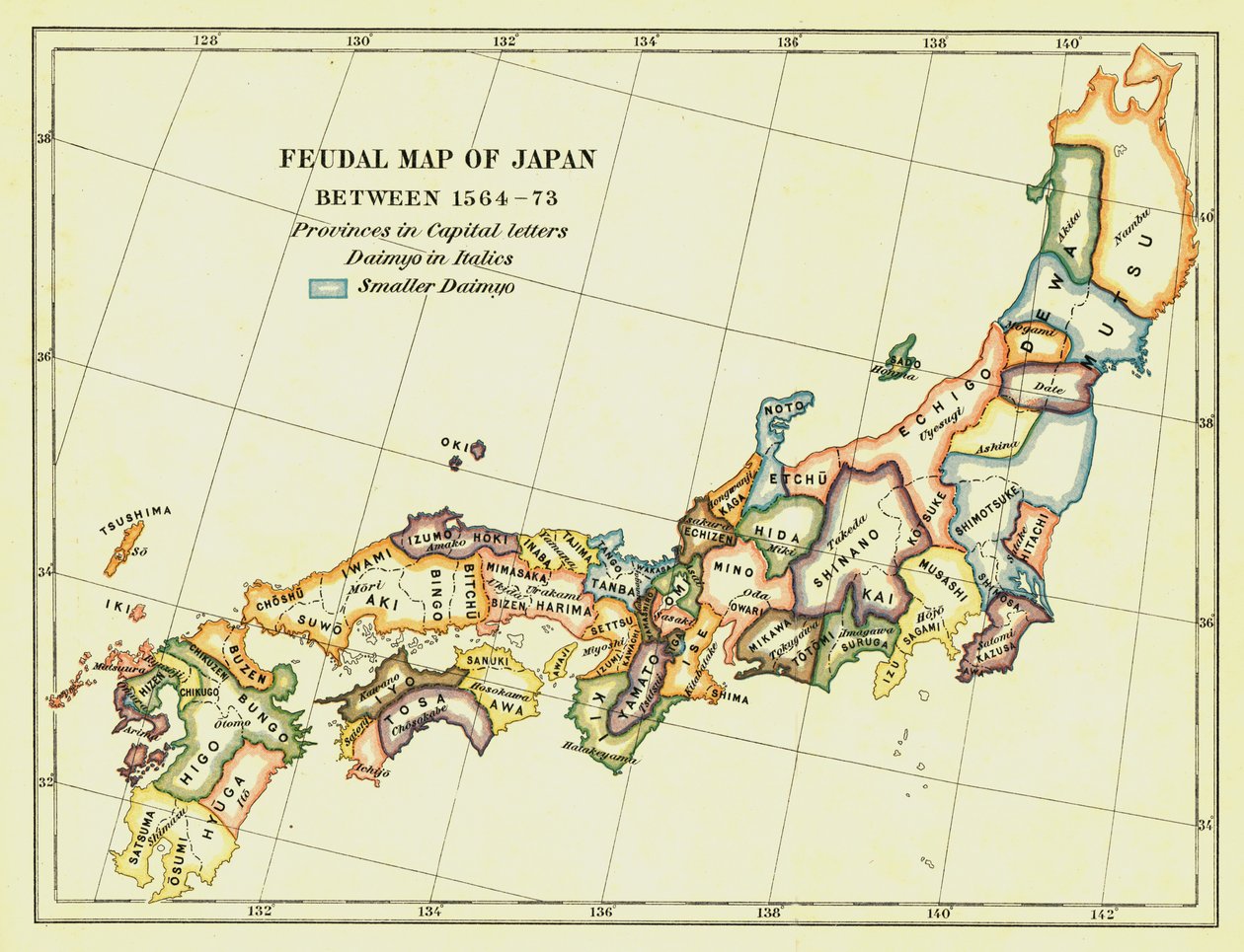 Mappa feudale del Giappone tra il 1564 e il 1573, 1903 da Unbekannt