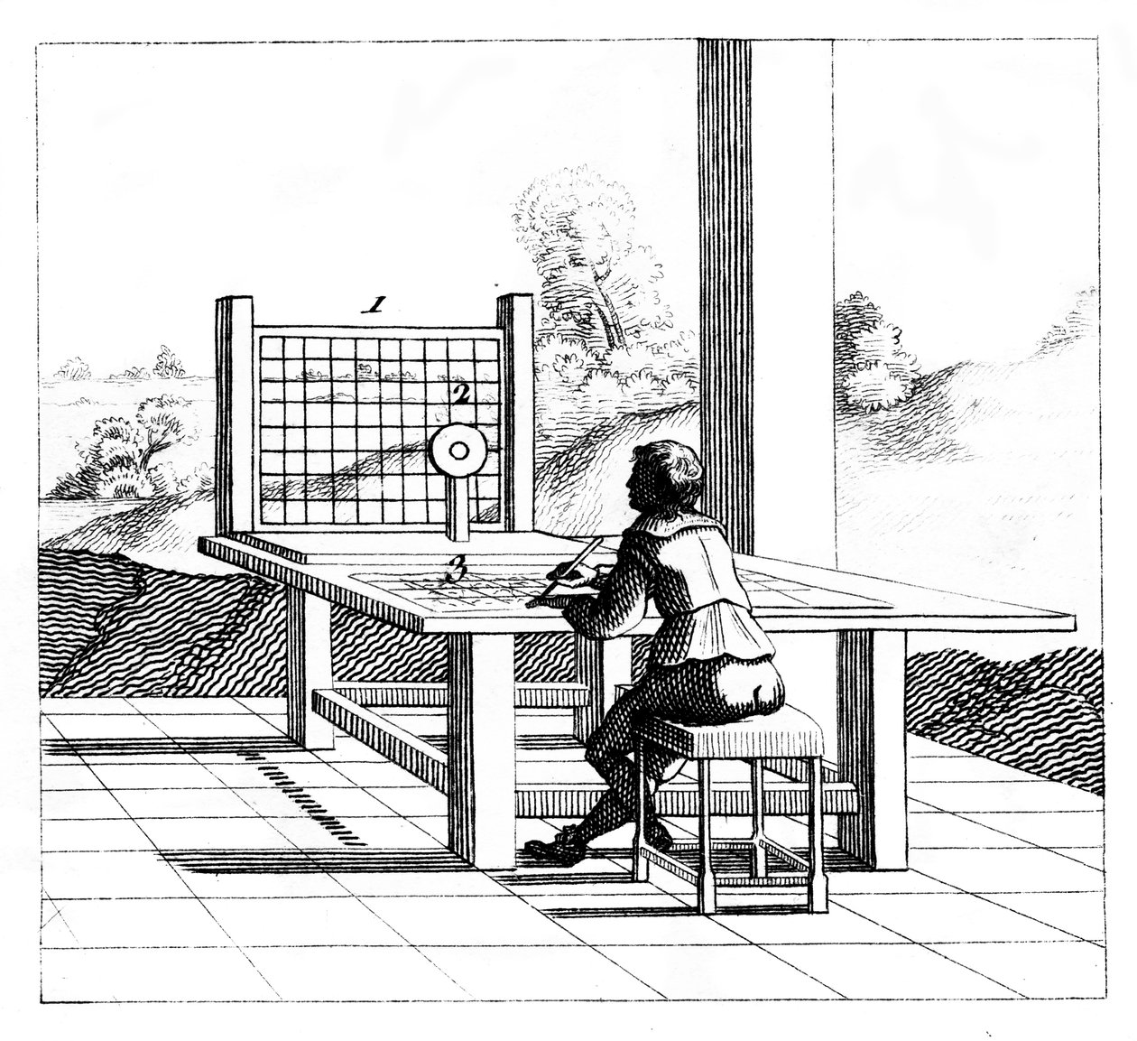 Figura che pratica il disegno prospettico, 1639 da Unbekannt
