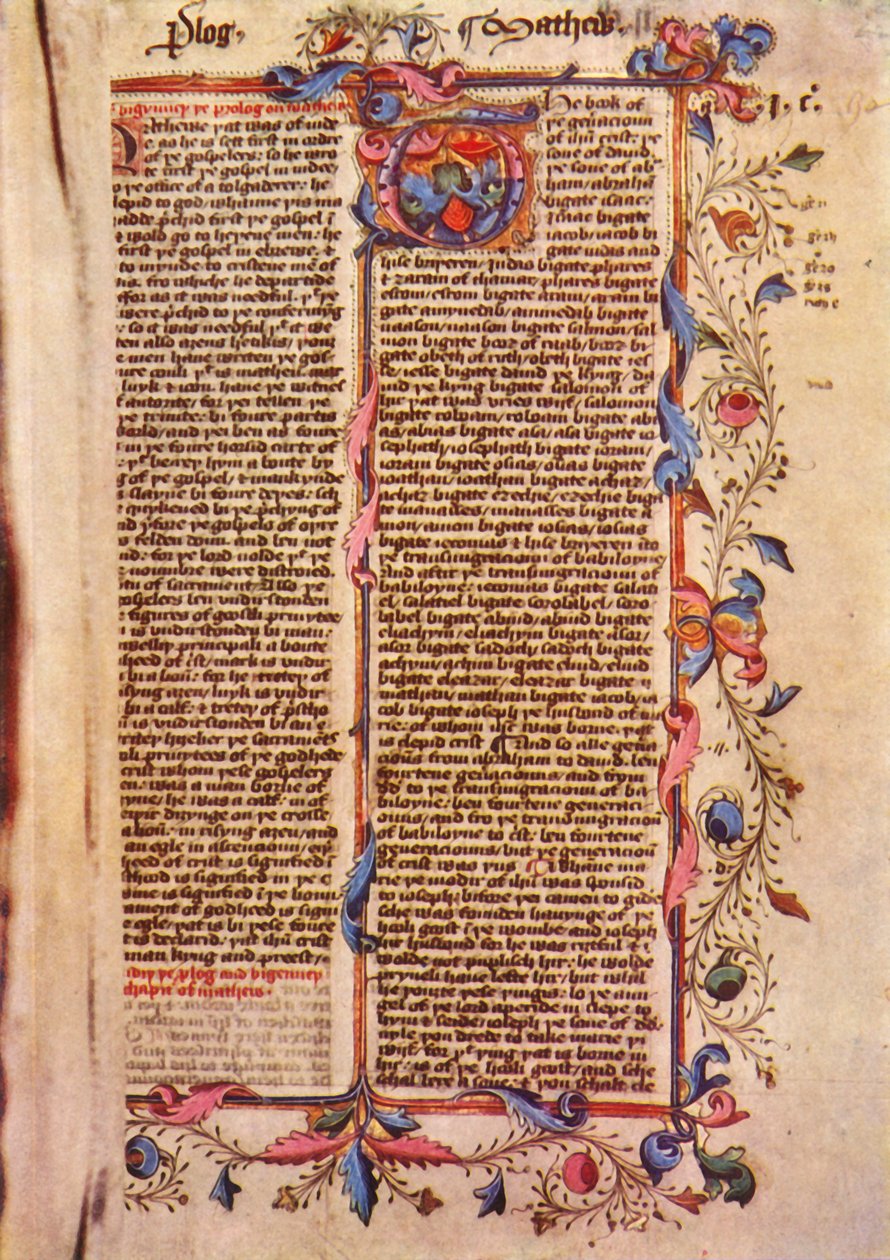 Prima pagina del Vangelo di San Matteo, XV secolo da Unbekannt