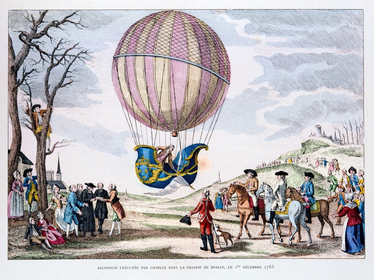 Primo volo con equipaggio in un pallone a idrogeno, Francia, 1 dicembre 1783 da Unbekannt