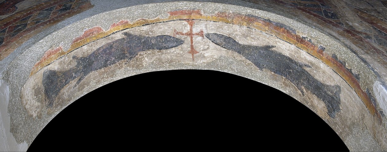 Pesci che fiancheggiano una croce da Santa Maria de Taüll da Unbekannt