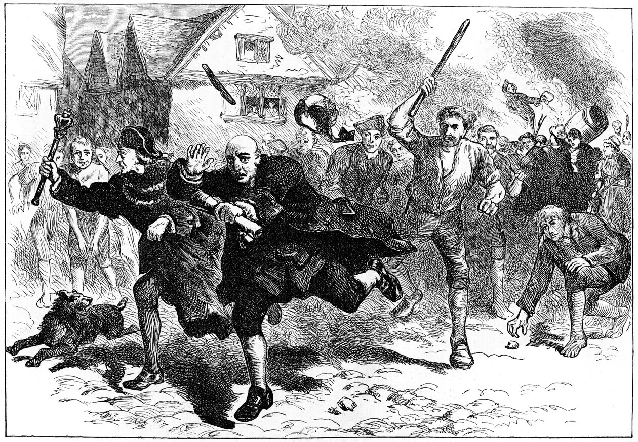 Fuga di Thomas Hutchinson davanti ai rivoltosi, Boston, Massachusetts, 1765 c1880 da Unbekannt