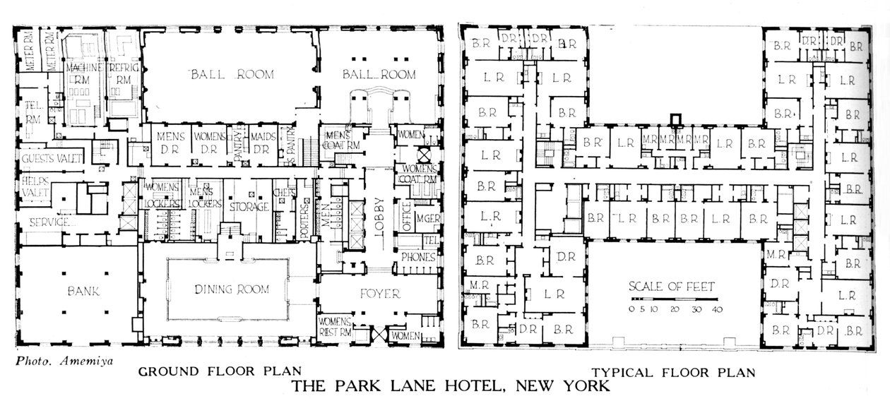 Piante del piano, Park Lane Hotel, New York City da Unbekannt
