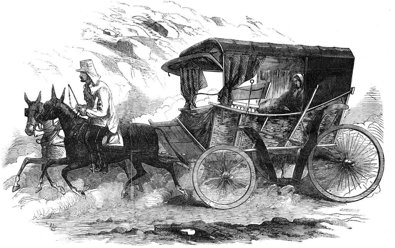 Florence Nightingale nella sua carrozza in Crimea, 1856 da Unbekannt