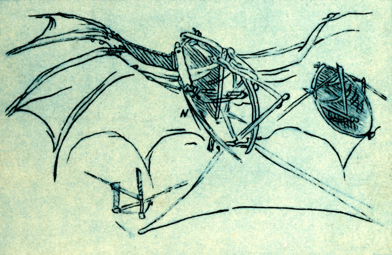 Macchina volante progettata da Leonardo da Vinci, c1485, 1932 da Unbekannt