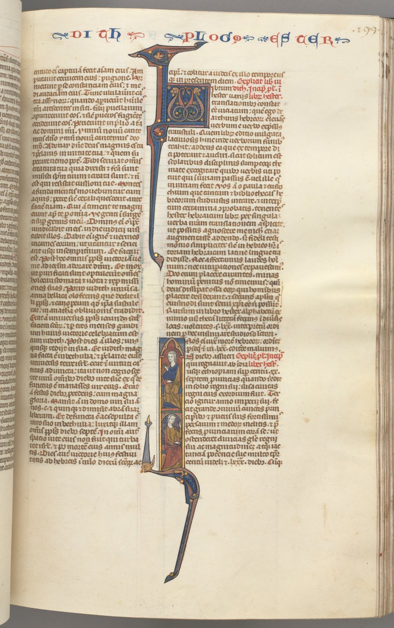 Fol. 199r, Ester, iniziale istoriata, due figure maschili sedute, c. 1275-1300 da Unbekannt