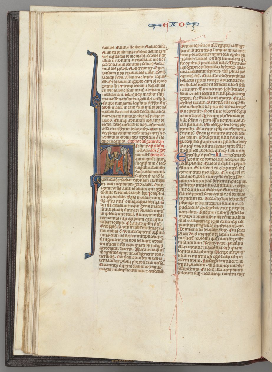 Fol. 20v, Esodo, iniziale istoriata H, Mosè e due seguaci con le tavole della legge, c. 127 da Unbekannt
