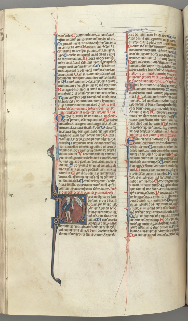 Fol. 222v, Salmo 52, iniziale istoriata D, un folle nudo tranne che per un mantello, che tiene una vescica..., c. 1 da Unbekannt