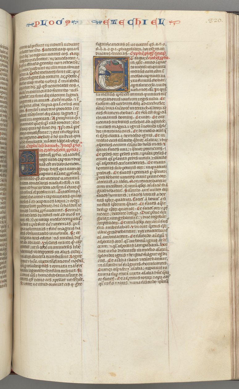 Fol. 320r, Ezechiele, iniziale istoriata E, un Ezechiele dormiente con la sua visione delle quattro bestie da Unbekannt