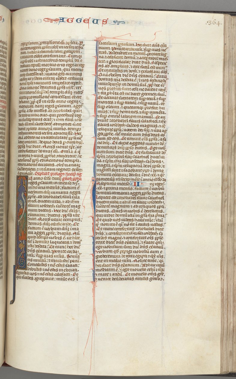 Fol. 364r, Aggeo, iniziale istoriata I, Aggeo con una pergamena su un ibrido, c. 1275-1300 da Unbekannt