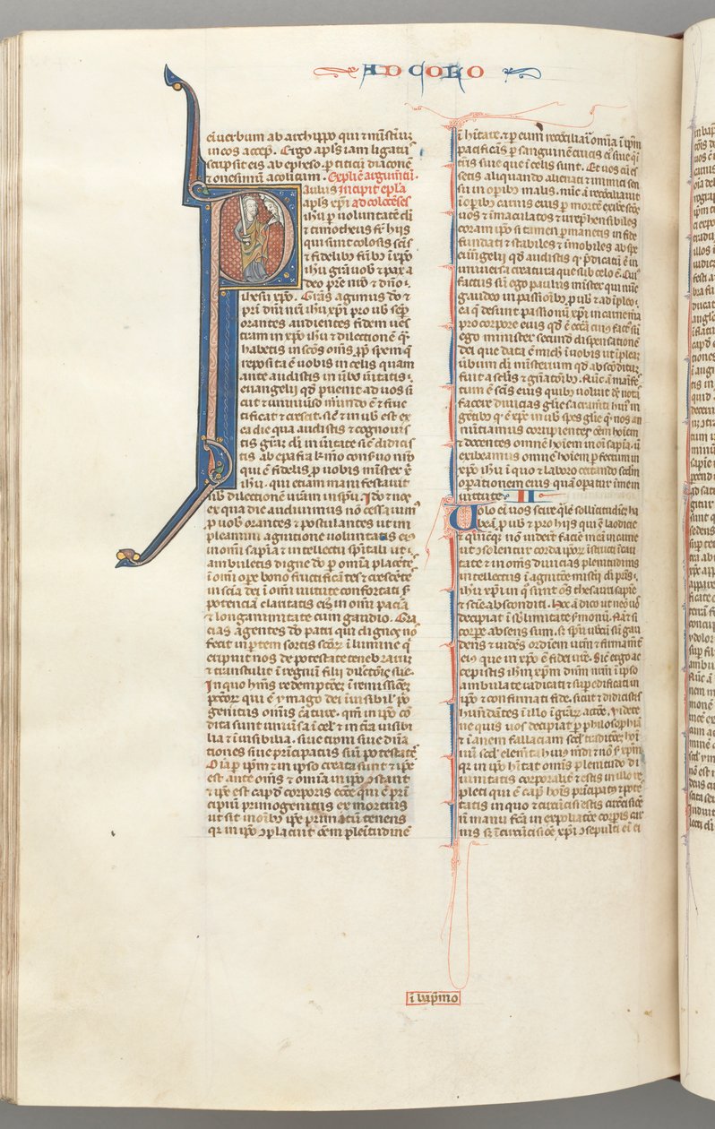Fol. 453v, Colossesi, iniziale istoriata P, Paolo che parla al busto di Dio sopra da Unbekannt