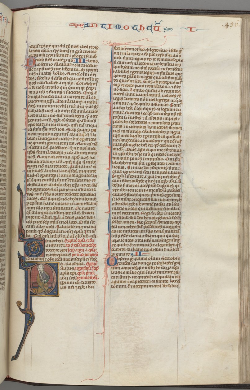Fol. 456r, Timoteo I, iniziale istoriata P, Paolo seduto da Unbekannt