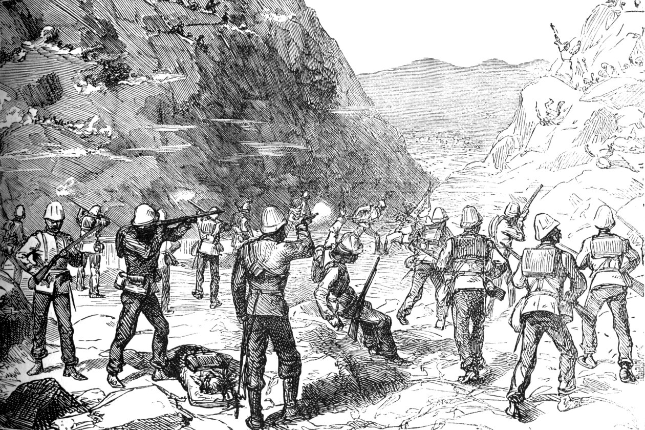 Partito di foraggiamento del 67º attaccato dagli afghani, 9 novembre 1879, c1880 da Unbekannt