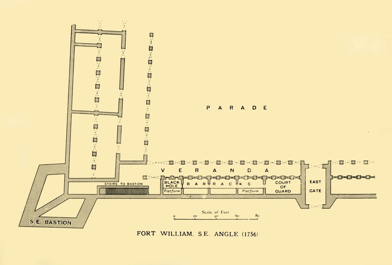 Fort William, angolo sud-est, 1756, 1925 da Unbekannt