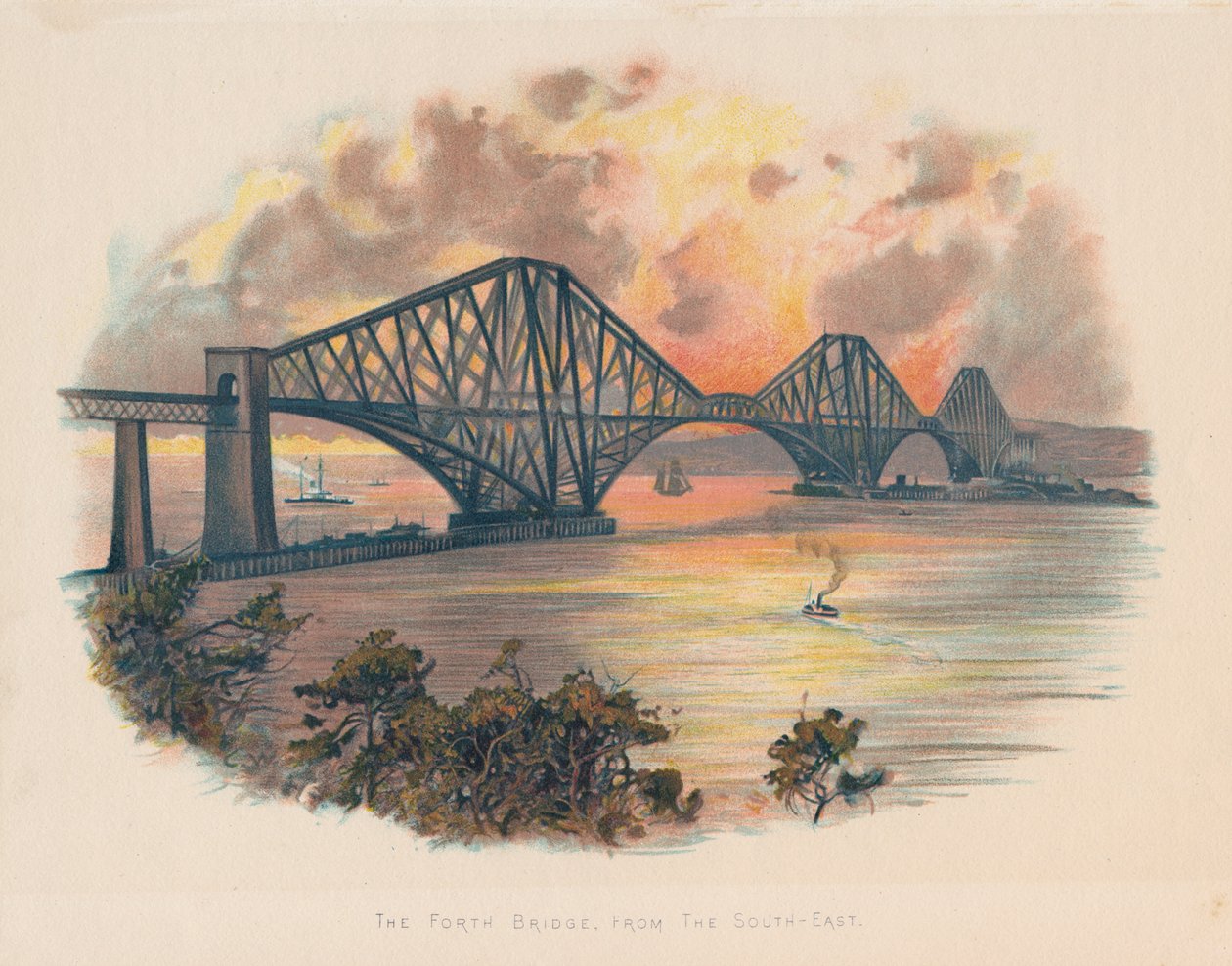 Ponte ferroviario di Forth da sud-est, Scozia, c1895 da Unbekannt