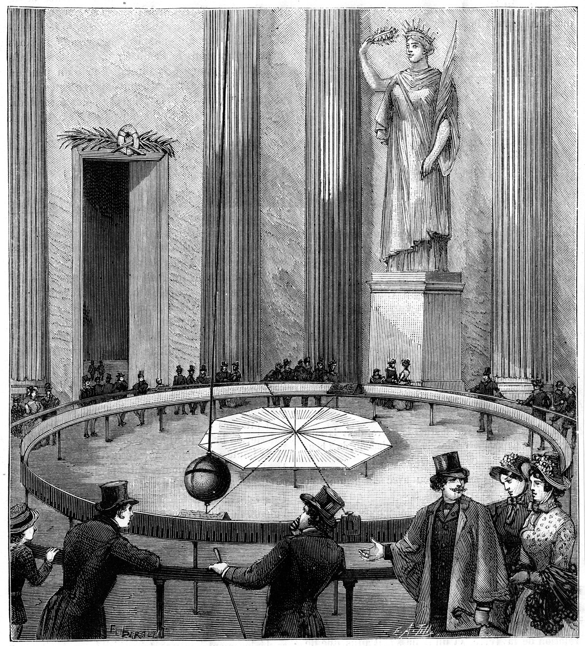 Foucault che usa il suo pendolo per dimostrare la rotazione della Terra, Parigi, 1851 1887 da Unbekannt