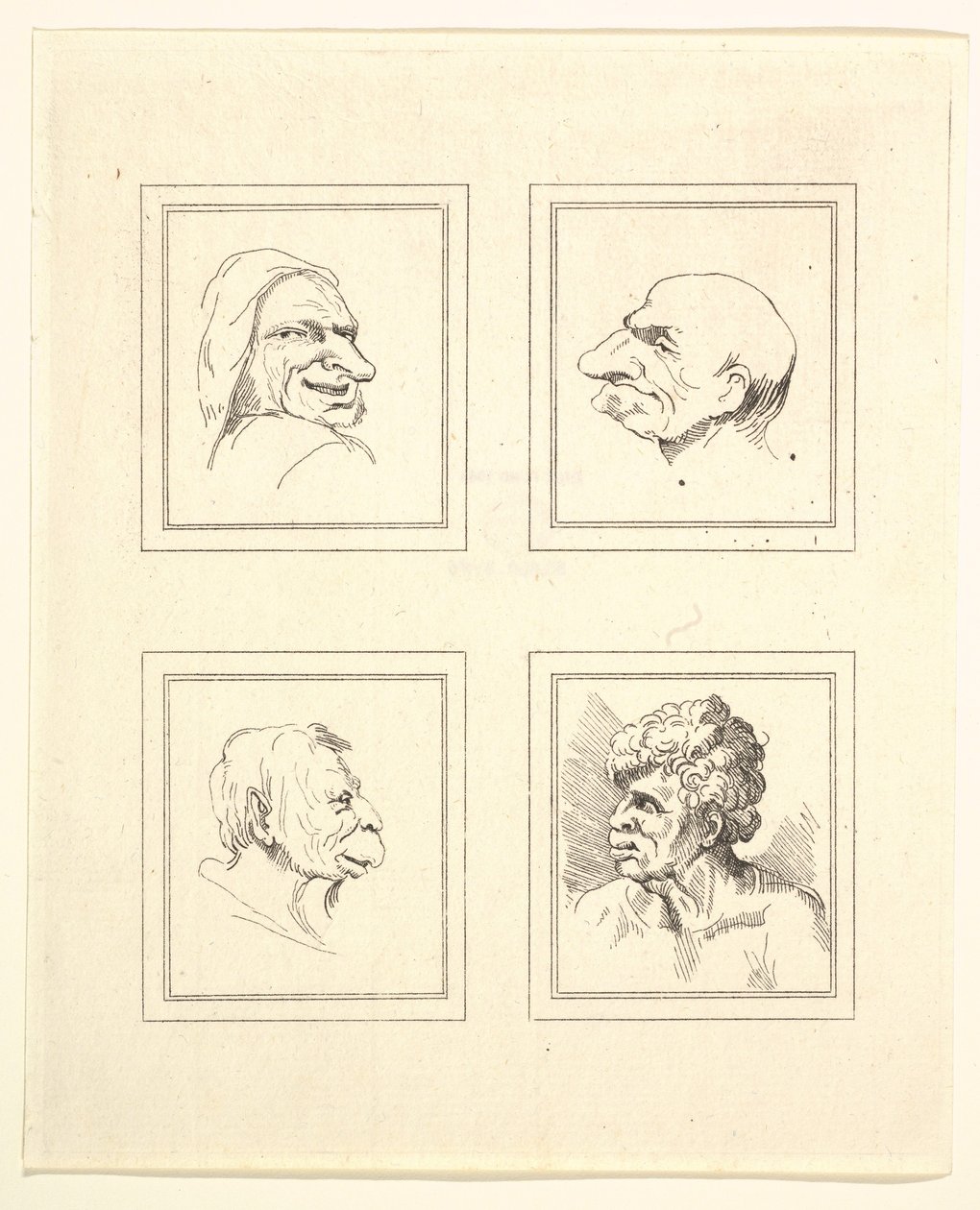 Quattro Teste da Caricature di Leonardo da Vinci, da Disegni di Wincelslaus Hollar da Unbekannt