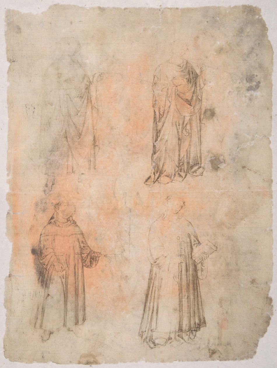Quattro Santi (recto), Due Santi, Madonna Seduta e Figura in Ginocchio (verso) da Unbekannt