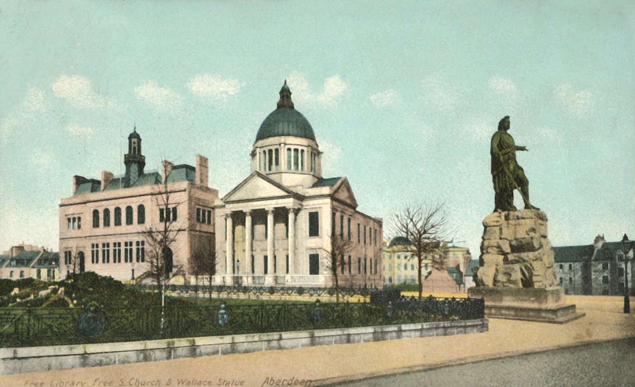 Biblioteca libera Chiesa libera e statua di Wallace - Aberdeen da Unbekannt