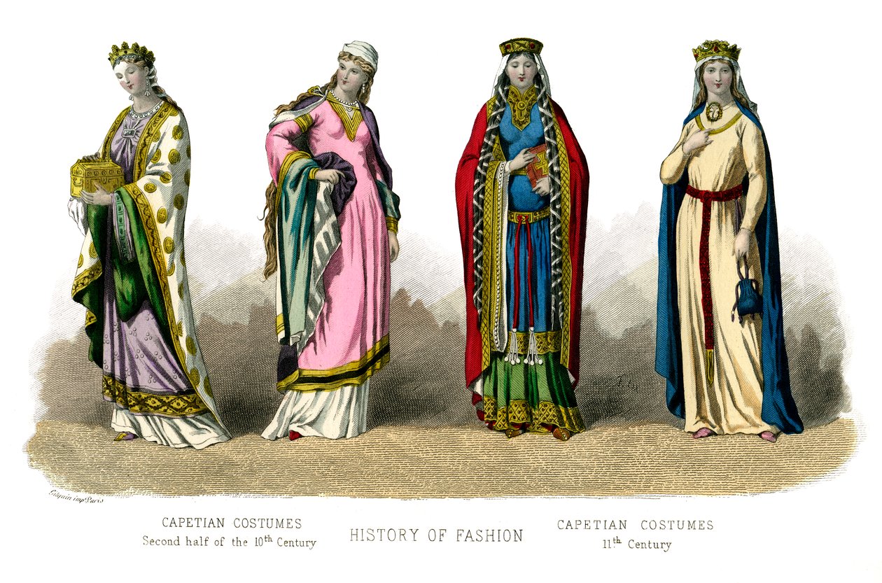 Costume francese: Capetingio, X-XI secolo, 1882 da Unbekannt