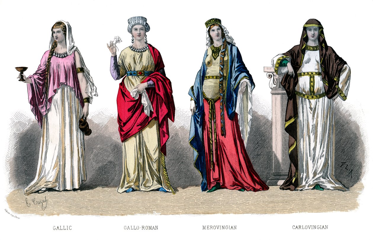Costume francese: Gallico, Gallo Romano, Merovingio, Carolingio, 1882 da Unbekannt