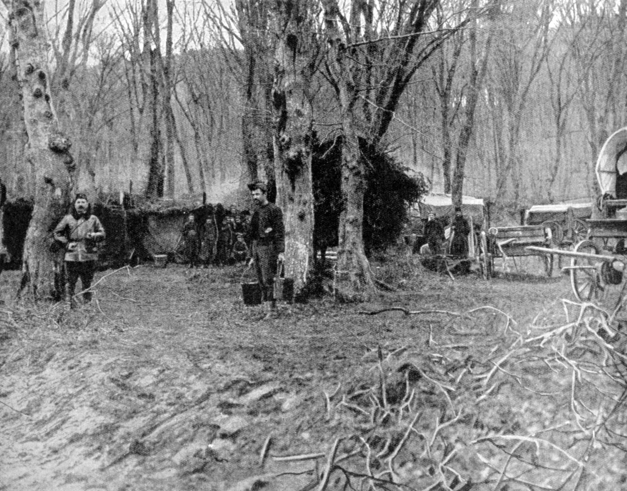 Area di riposo francese e cucina da campo dietro le linee, Prima Guerra Mondiale, 1915 da Unbekannt