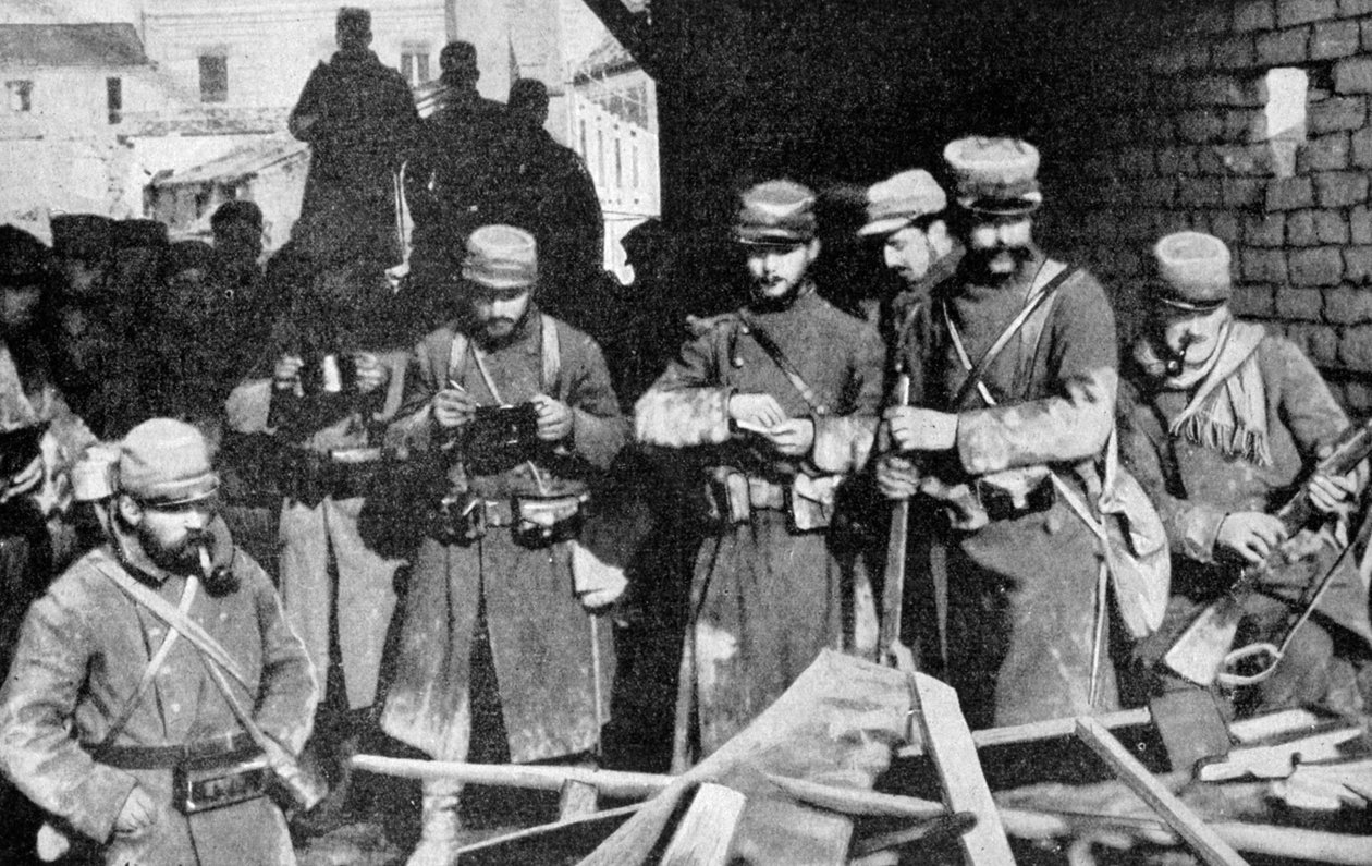 Soldati francesi a riposo in Champagne, Francia, Prima Guerra Mondiale, 1915 da Unbekannt