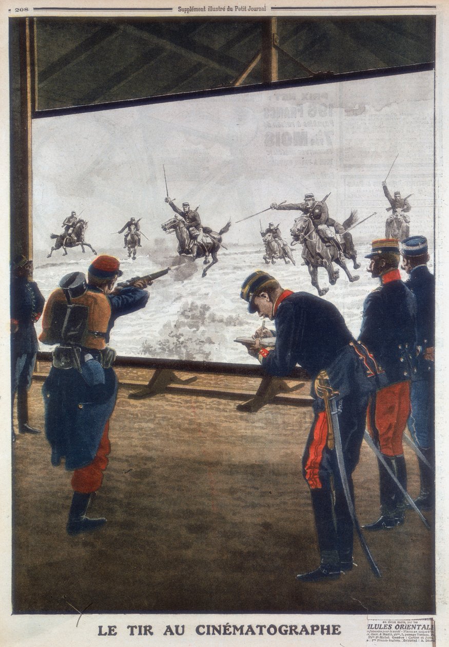 Soldati francesi usano un film di una carica di cavalleria per esercitazioni di tiro, 1912 da Unbekannt