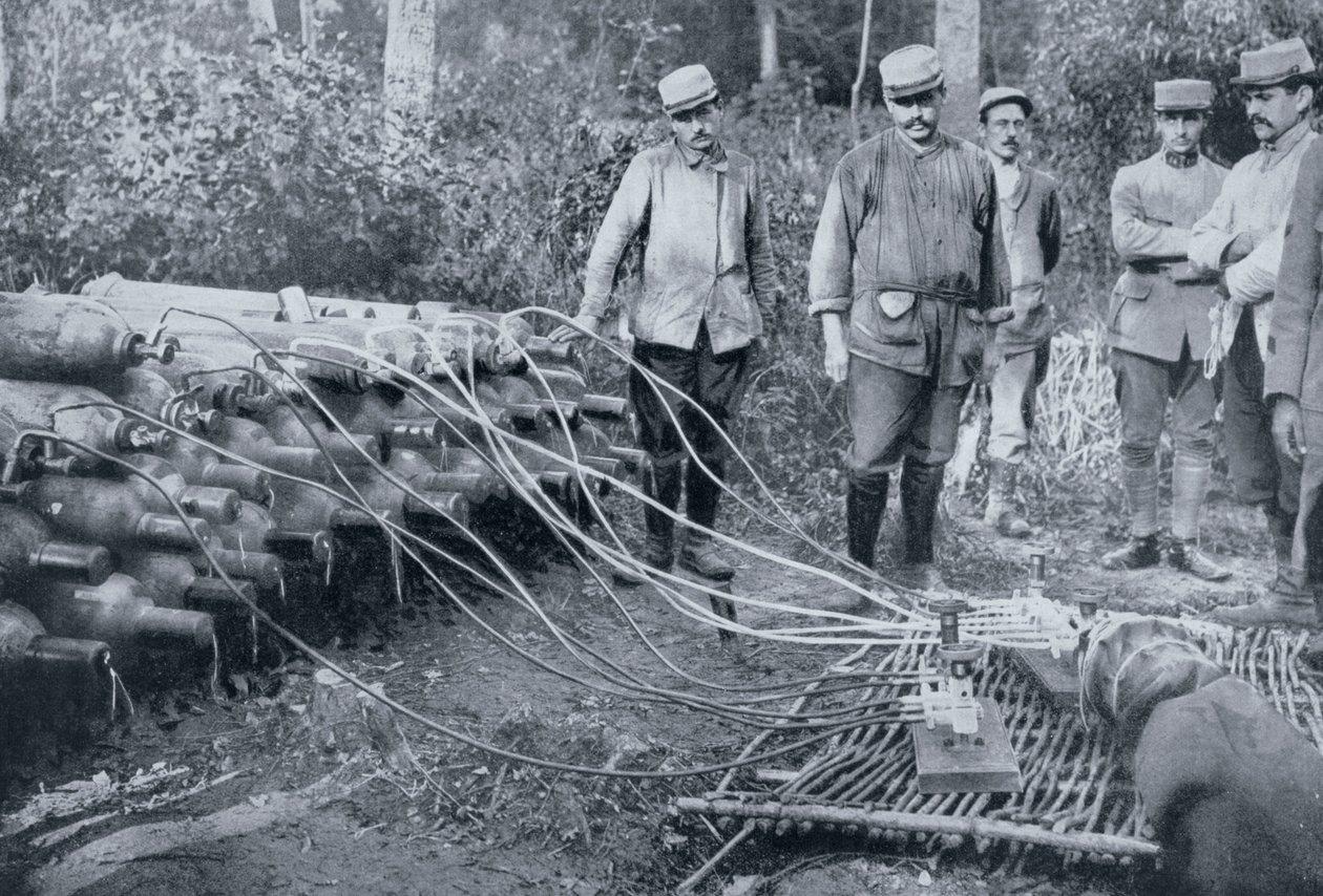 Soldati francesi con bombole di gas, Prima Guerra Mondiale, 1915 da Unbekannt