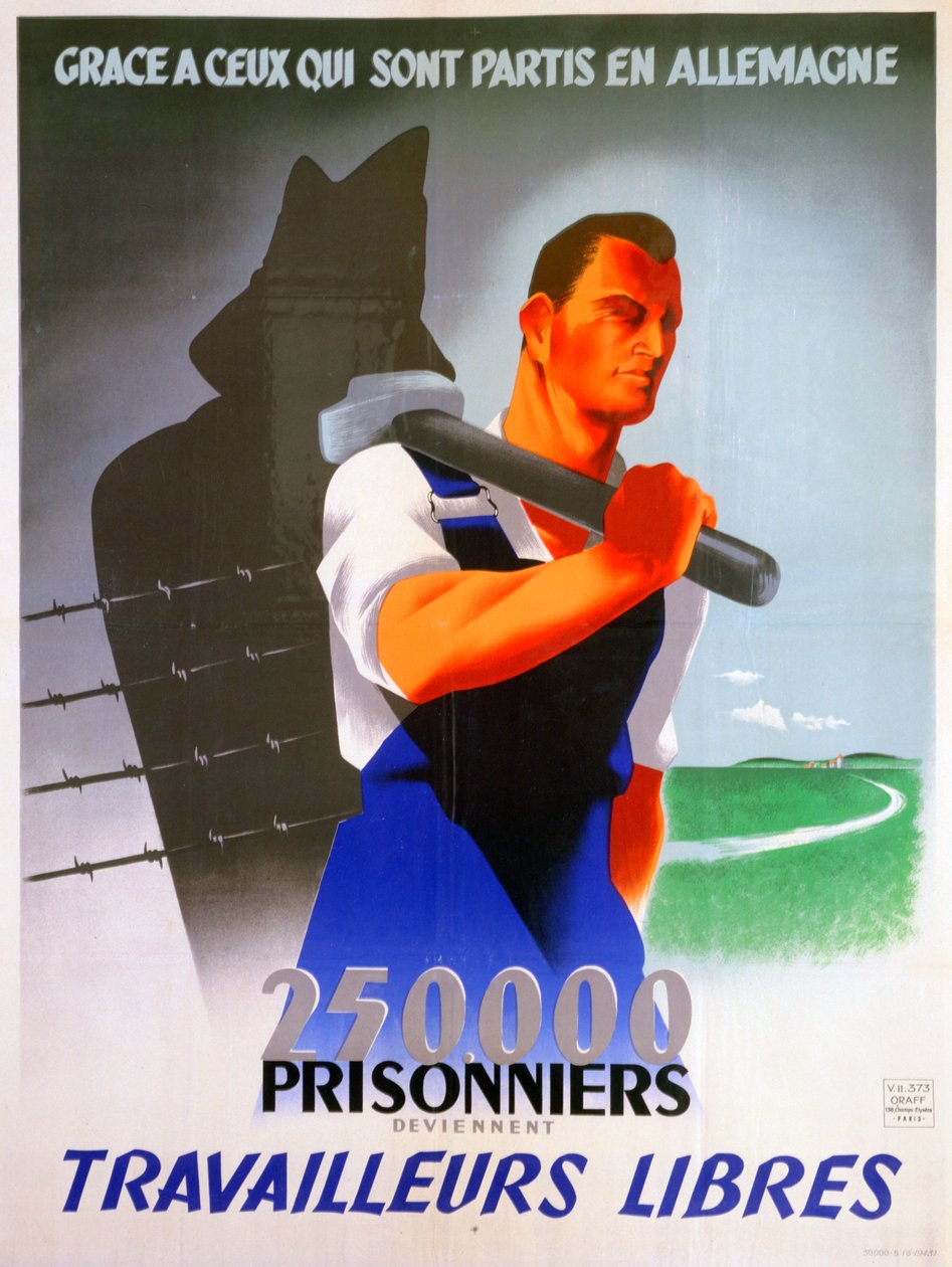 Poster dei lavoratori francesi per la Germania, 1943 da Unbekannt